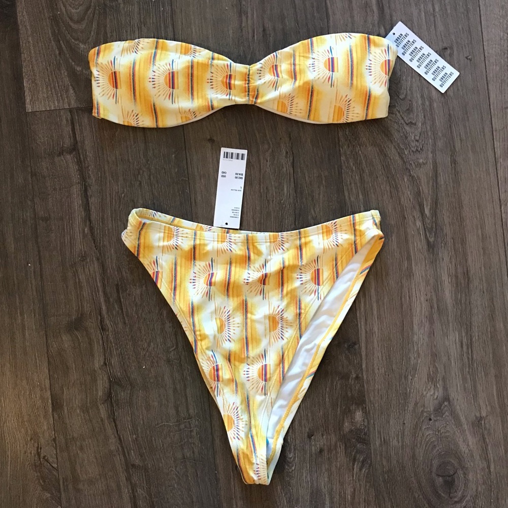 UO Sun & Stripes High Waisted Bandeau Bikini